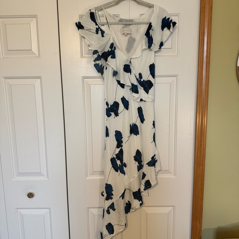 MICHELLE‎ MASON Viscose One Shoulder Asymmetrical Hem Midi Dress